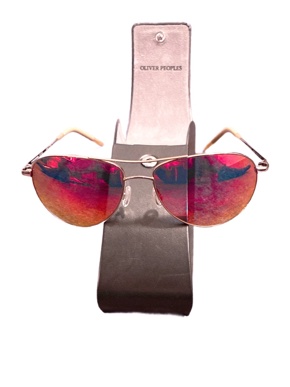 Oliver Peoples Benedict Mirrored Pink/Red Lens in Aviator Style